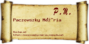 Paczovszky Mária névjegykártya